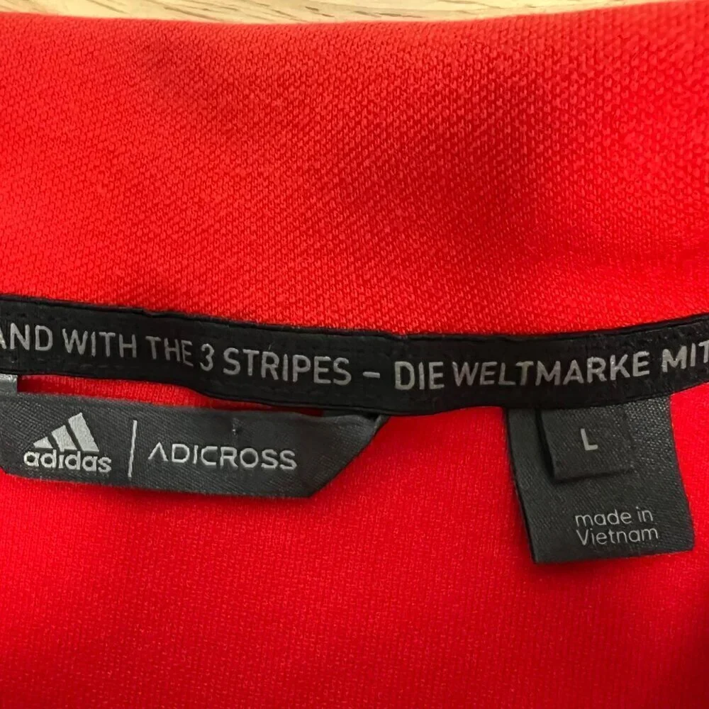 Adidas Men’s Adicross Short Sleeve Polo Shirt Vermillion Size Large Orange/Black